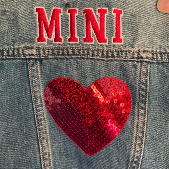 Toddler Jean Jacket w/ Mini Embroidery and Sequin Heart - Picture 2 of 3